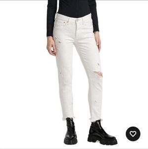 MOUSSY Vintage Kelley Skinny Jean Distressed Frayed Ankle White Women's size 30